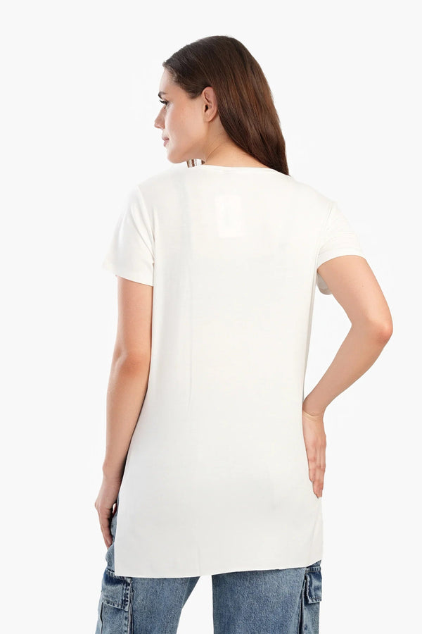 Long blouse with short sleeves