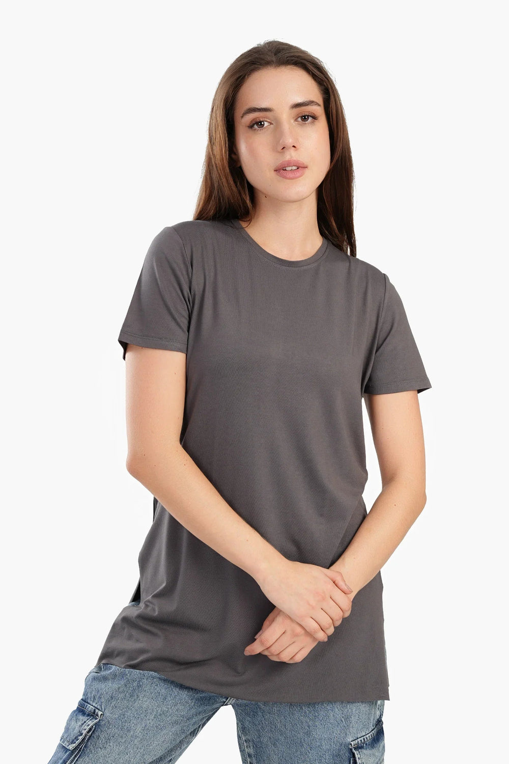 Long blouse with short sleeves