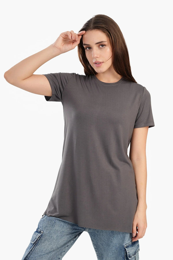 Long blouse with short sleeves