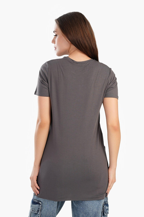 Long blouse with short sleeves