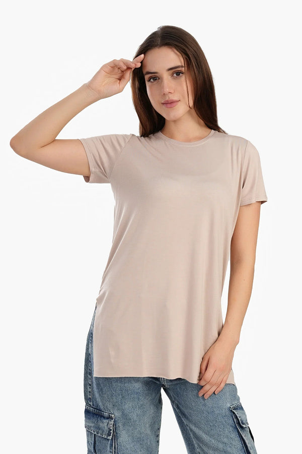 Long blouse with short sleeves