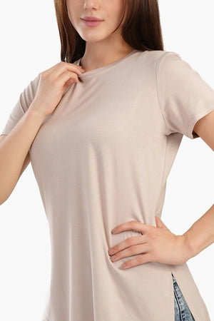 Long blouse with short sleeves