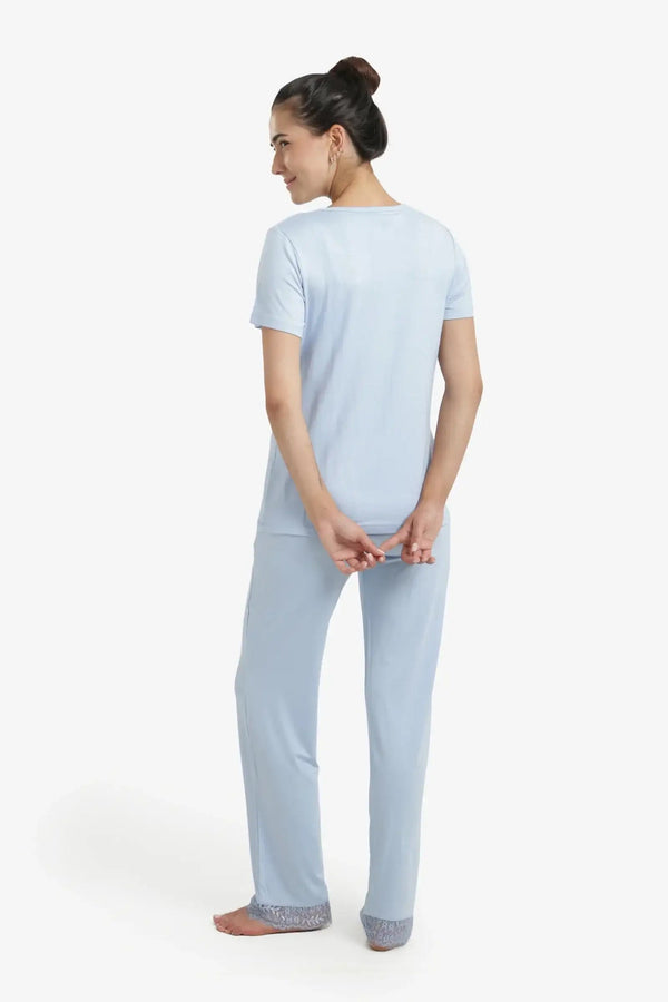 Pajama set with lace trim