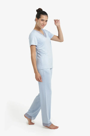 Pajama set with lace trim
