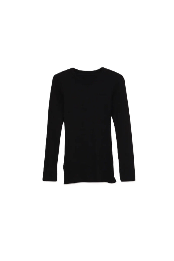 Ribbed long-sleeved blouse