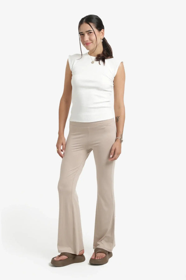 Ribbed cap-sleeve blouse