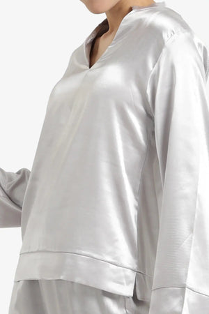 Silver satin pajama set