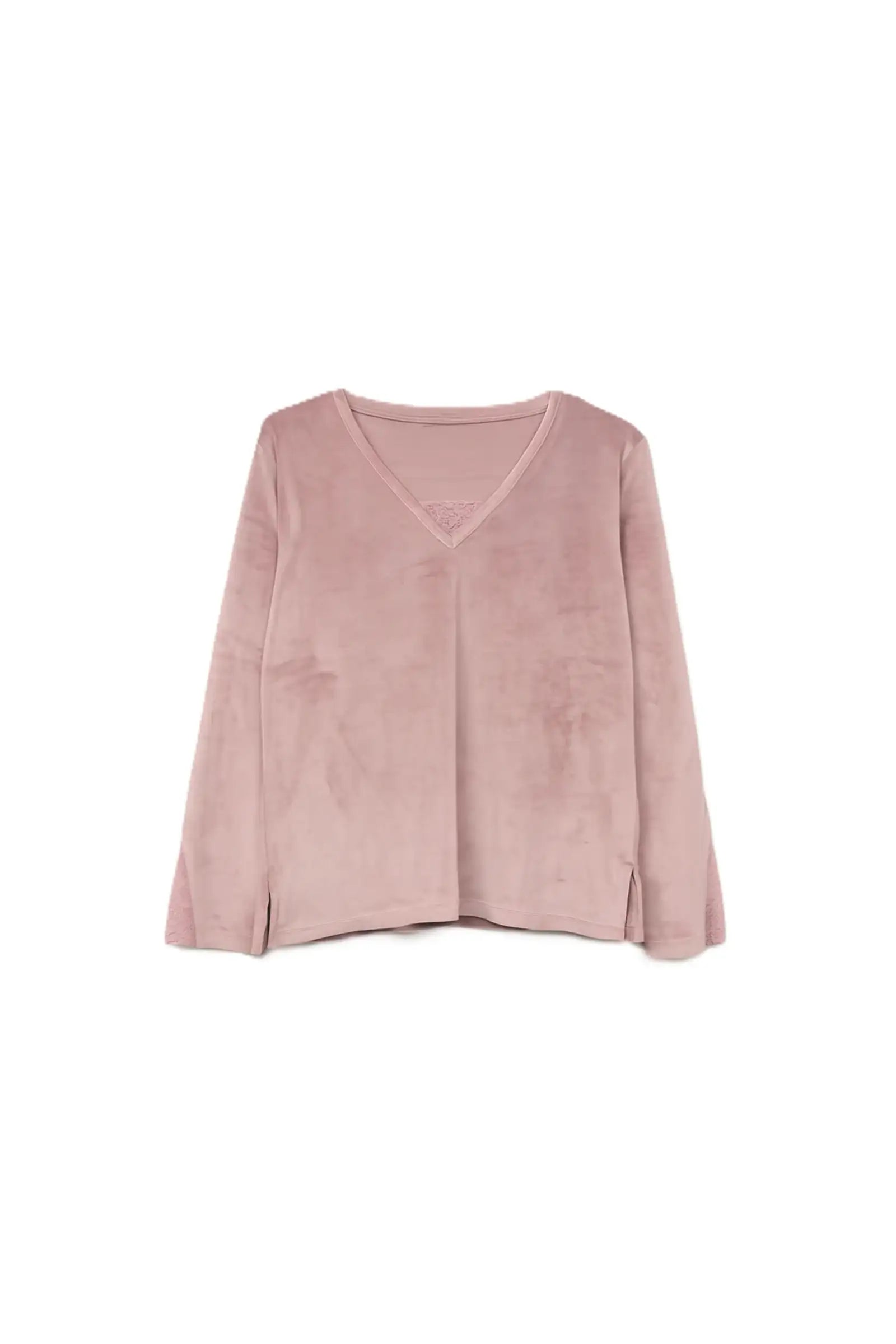 v طقم بيجامة برقبة على شكل حرف