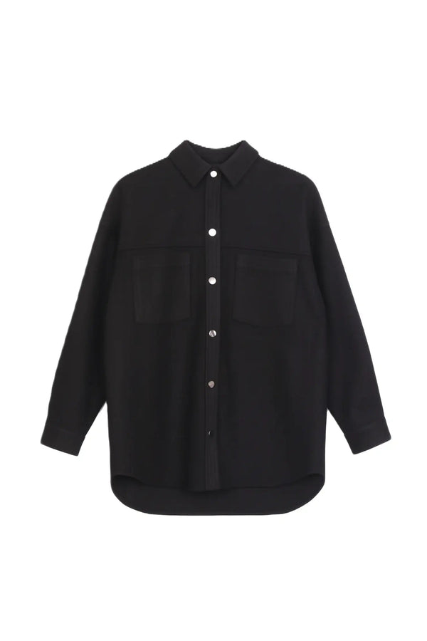 Wool outer shirt with buttons