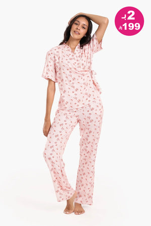 Short-sleeved wrap pajamas