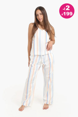 Multi-colored striped pajamas