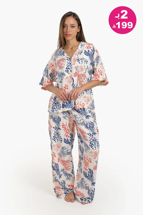 Short-sleeved printed pajamas