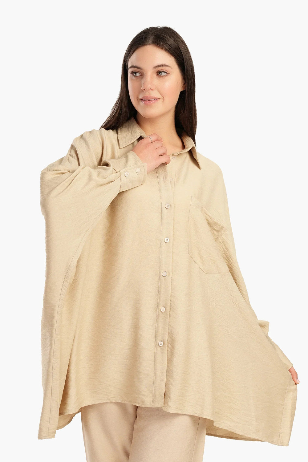 Oversized shirt with front pocket