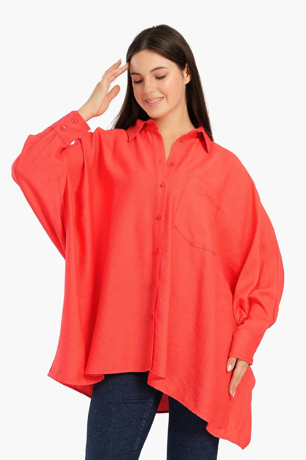 Oversized shirt with front pocket