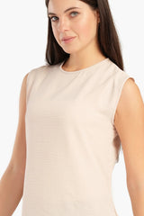 بلوزة طويلة بدون اكمام بفتحة جانبية - Carinasaudi.com