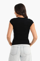 بلوزة مايكروفيبر برقبة دائرية - Carinasaudi.com