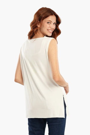 long sleeveless blouse