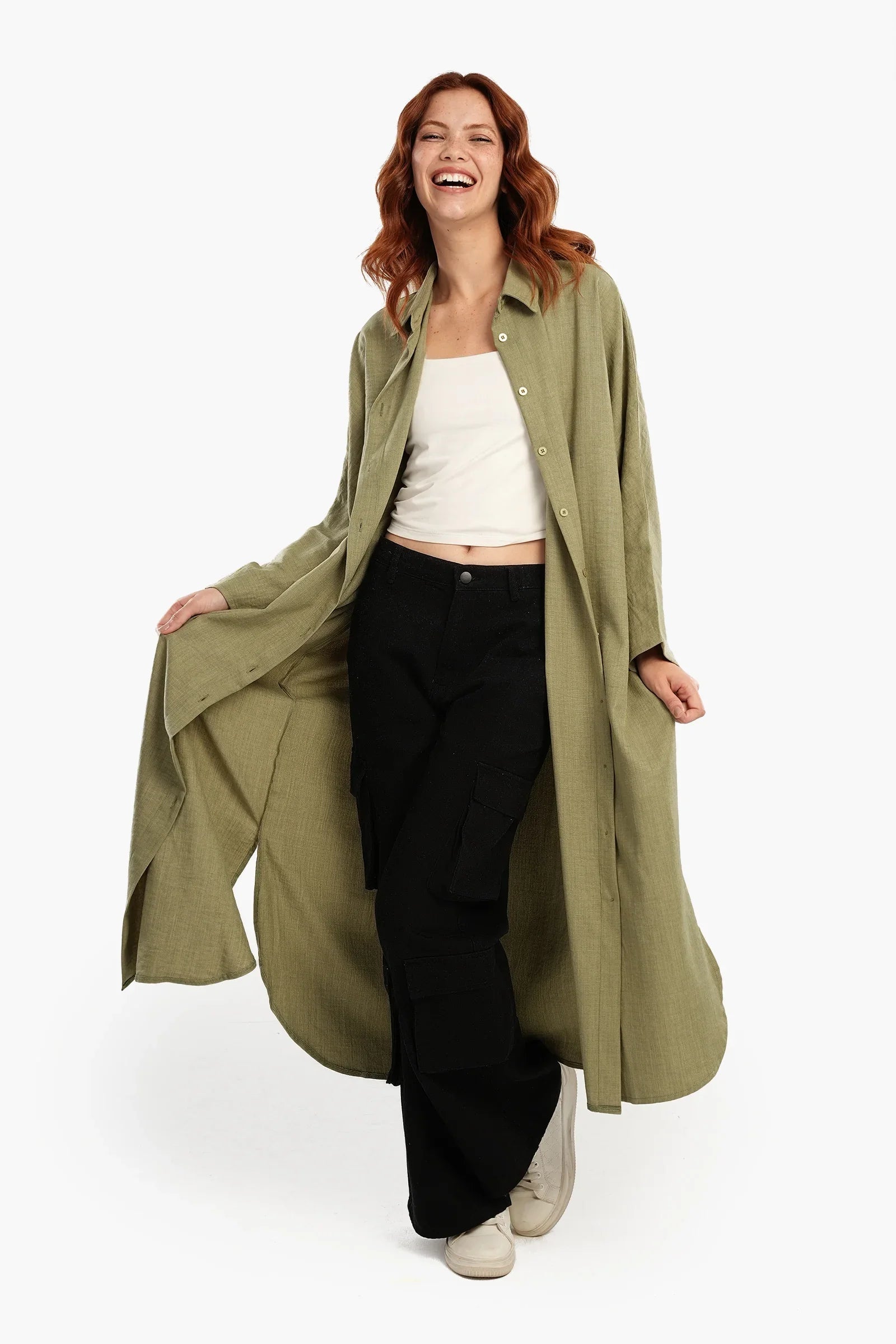 فستان قميص متوسط الطول - Carinasaudi.com