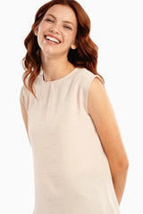 بلوزة طويلة بدون اكمام برقبة دائرية - Carinasaudi.com