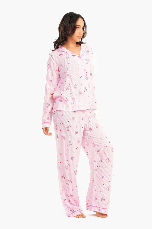 Striped print pajamas