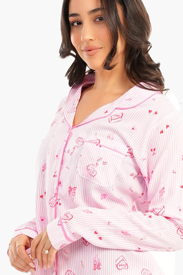Striped print pajamas