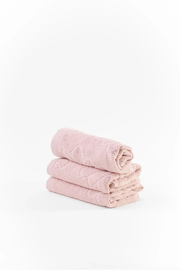 Set of 3 ribbed floral towels