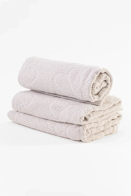 Set of 3 ribbed floral towels