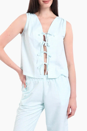 طقم بيجامة من قماش التنسل المربع