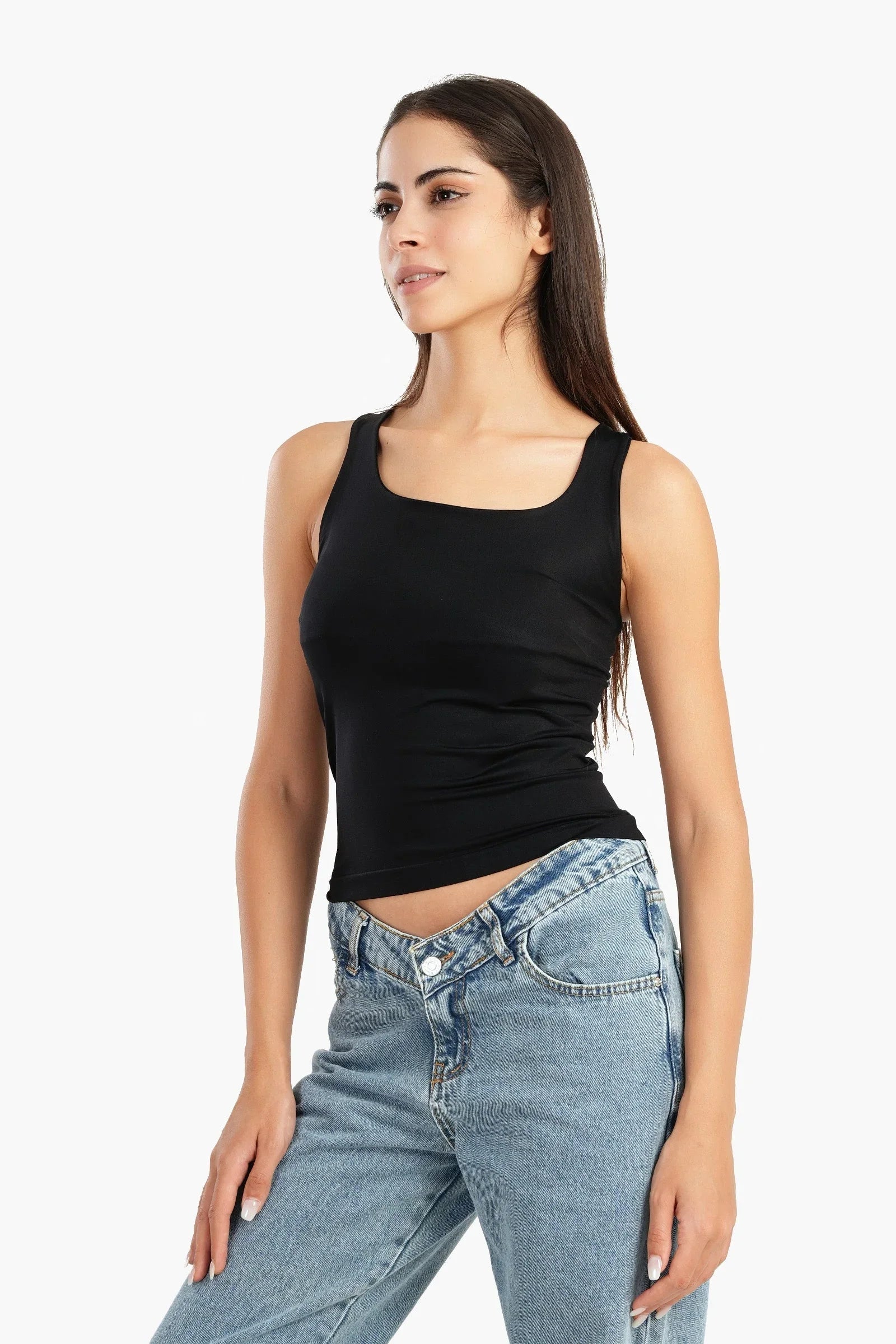 بلوزة مايكروفيبر برقبة مربعة - Carinasaudi.com