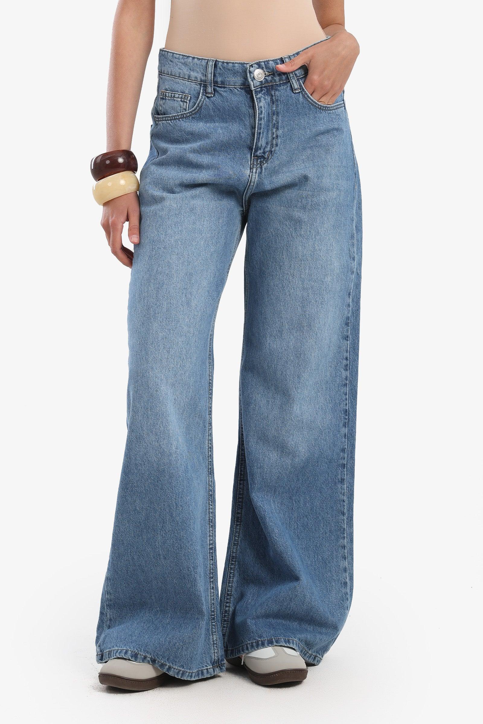 بنطال جينز  بقصة ساق واسعة - Carinasaudi.com