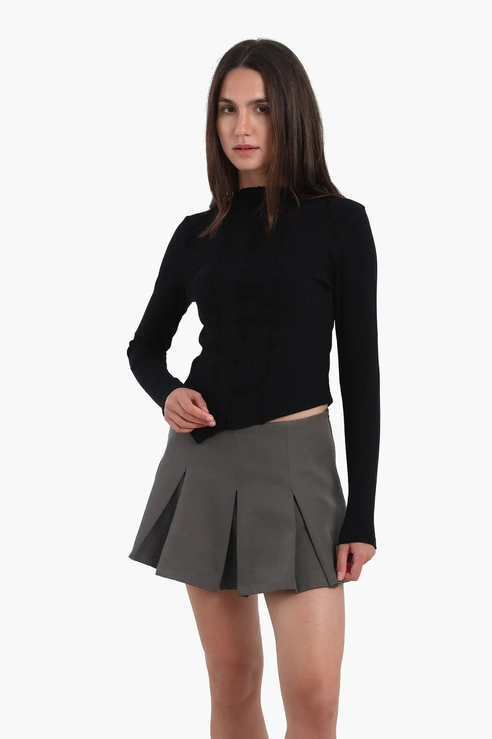 بتصميم مضلع Slim Fit توب