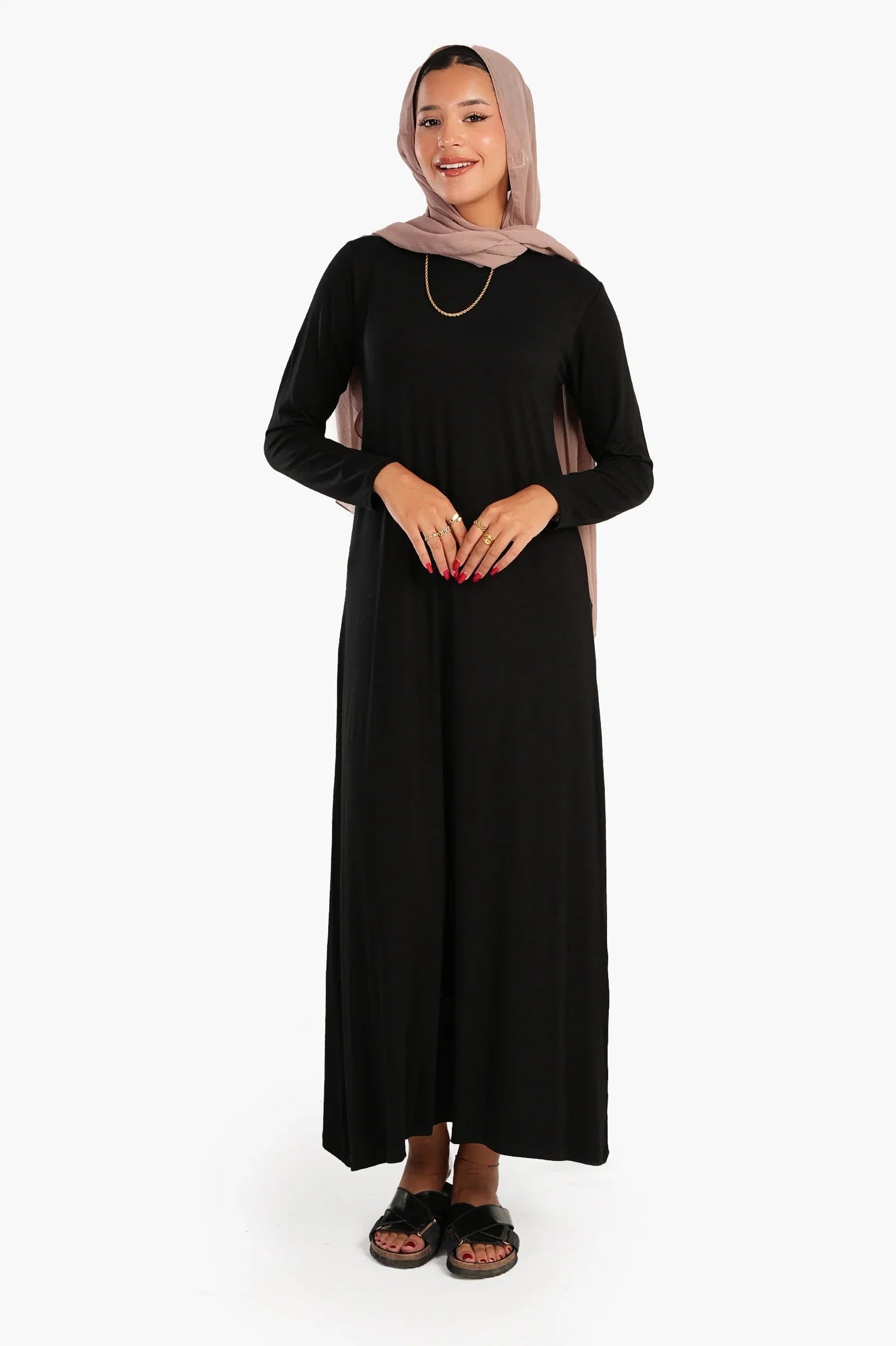 فستان فيسكوز برقبة دائرية - Carinasaudi.com