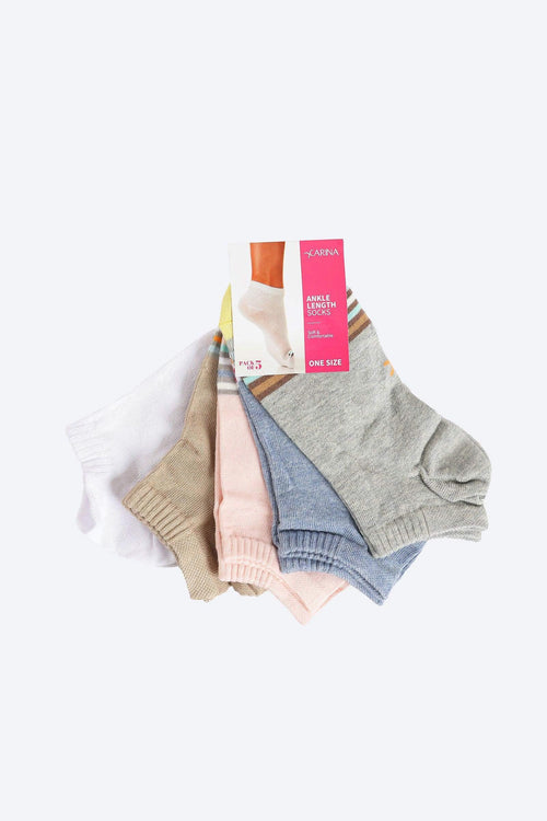 طقم مكون من ٥ جوارب قطنية قصيرة - Carinasaudi.com