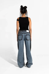 بنطال جينز متباين الالوان - Carinasaudi.com