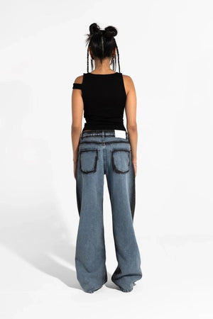 بنطال جينز متباين الالوان - Carinasaudi.com