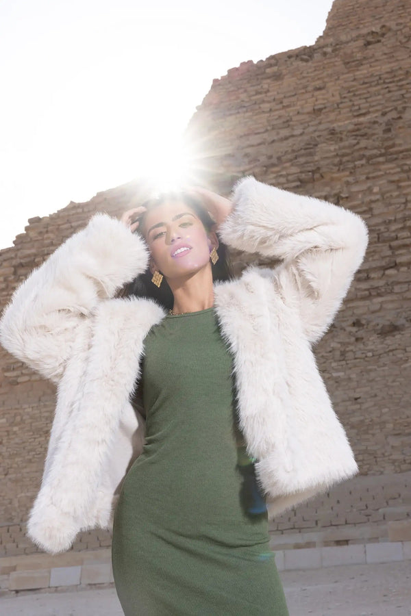 معطف شيربا مفتوح العنق