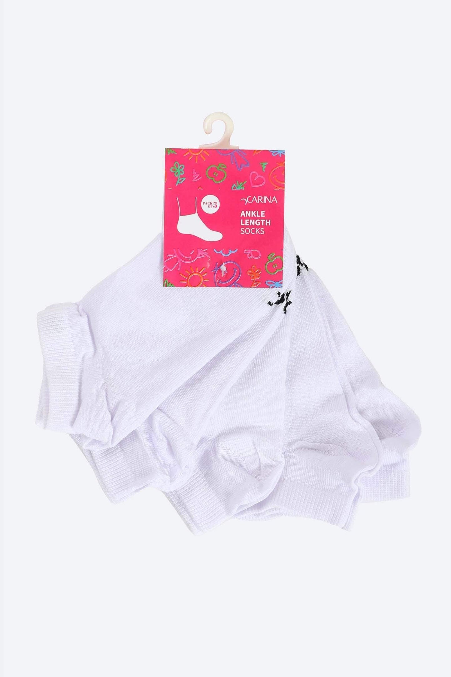جوارب بناتية بطول الكاحل - 5 أزواج - Carinasaudi.com