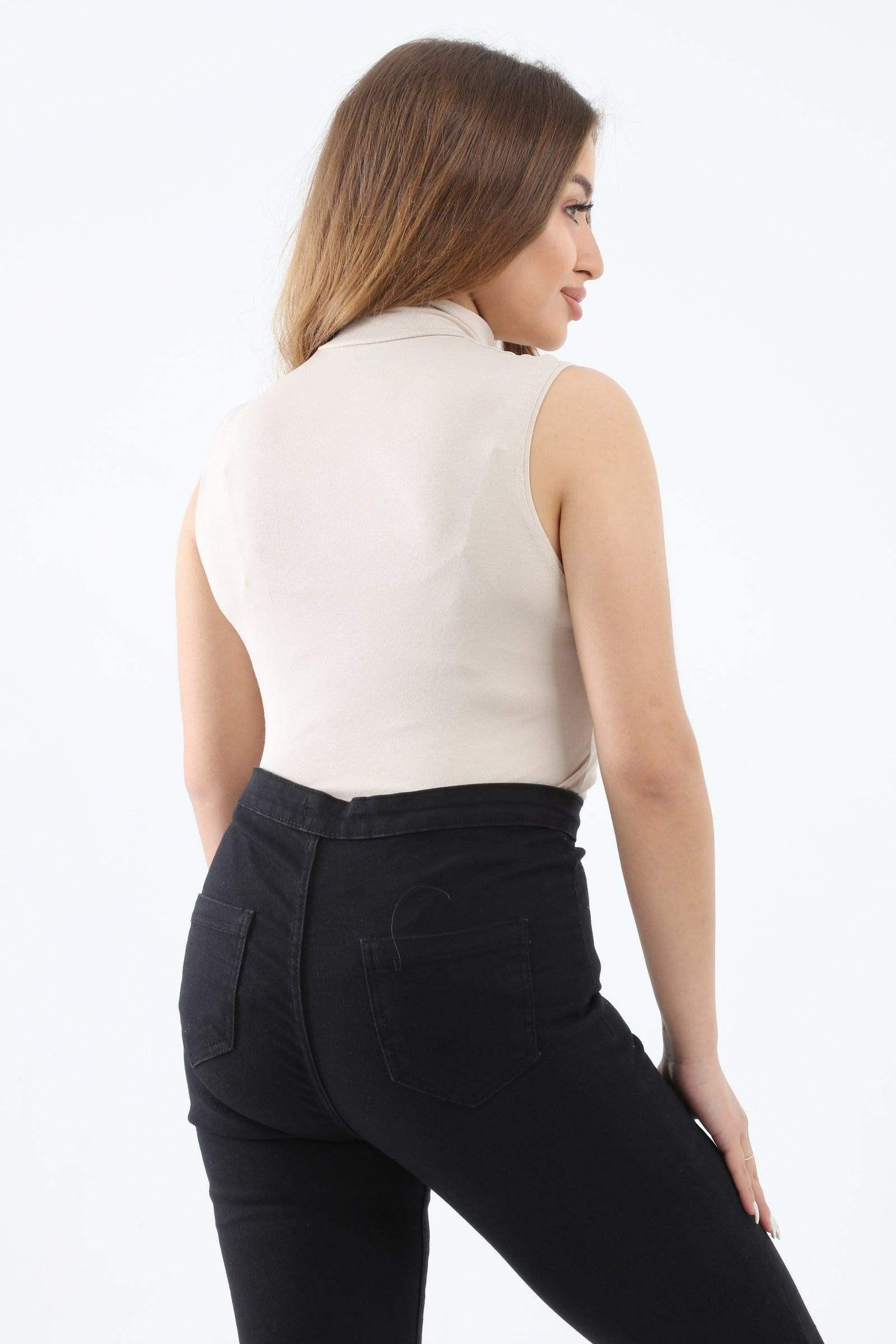 بلوزة بدون أكمام بياقة عالية - Carinasaudi.com