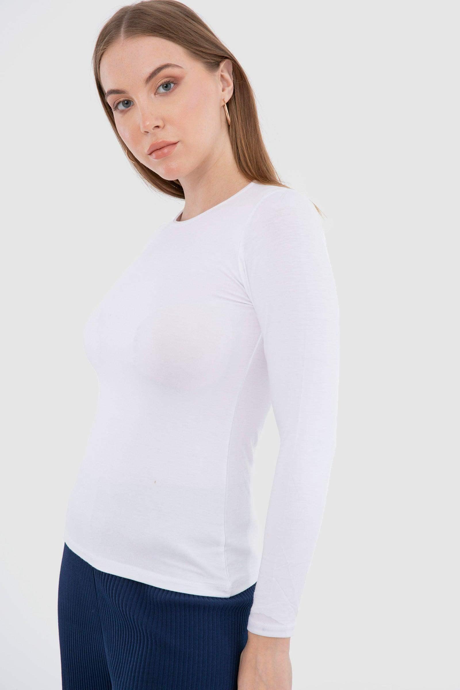 بلوزة فيسكوز بأكمام طويلة - Carinasaudi.com