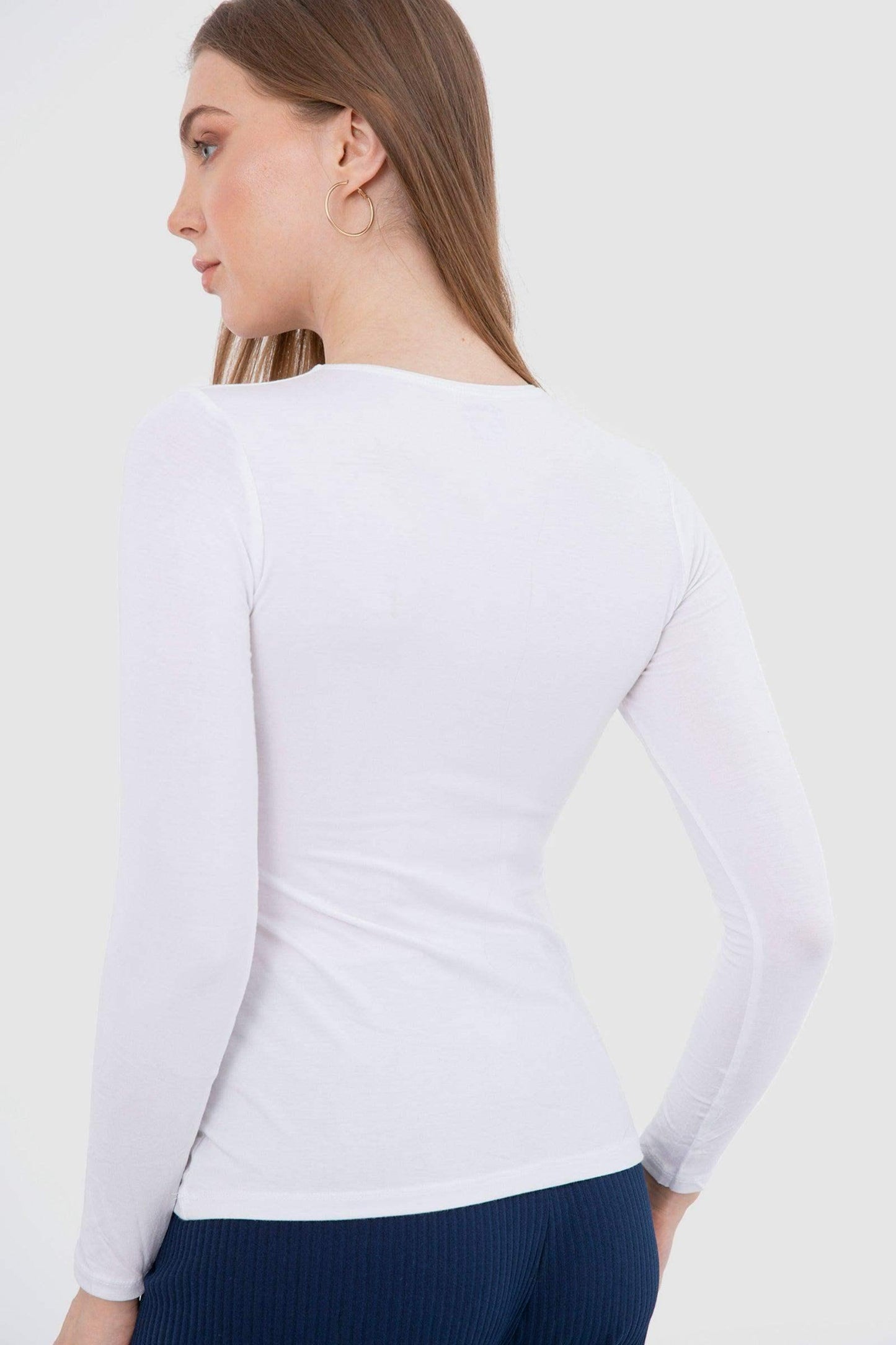 بلوزة فيسكوز بأكمام طويلة - Carinasaudi.com