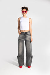 بنطال جينز بفتحة بالساق - Carinasaudi.com