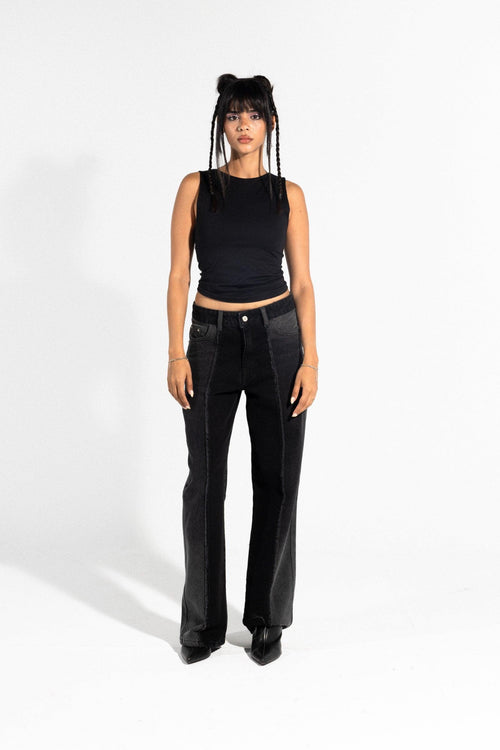 بنطال جينز متباين الالوان - Carinasaudi.com