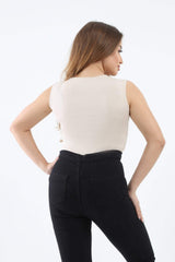 بلوزة بدون أكمام برقبة دائرية - Carinasaudi.com