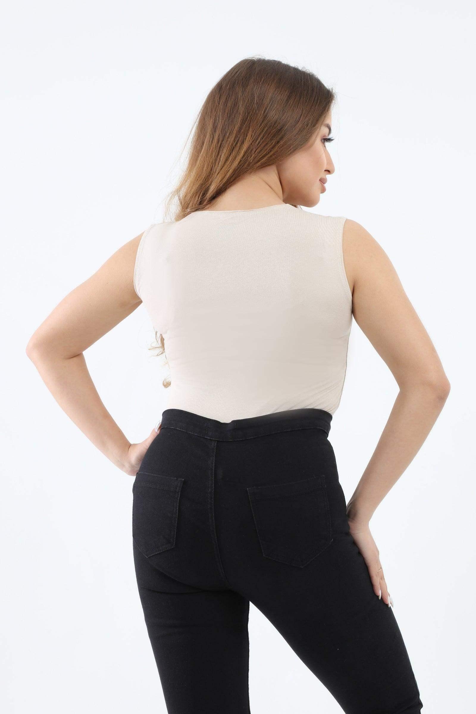 بلوزة بدون أكمام برقبة دائرية - Carinasaudi.com