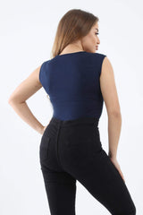 بلوزة بدون أكمام برقبة دائرية - Carinasaudi.com