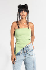 بلوزة بدون اكمام  بحواف غير متماثلة - Carinasaudi.com