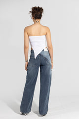 بنطال جينز متباين الالوان - Carinasaudi.com