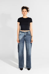 بنطال جينز متباين الالوان - Carinasaudi.com